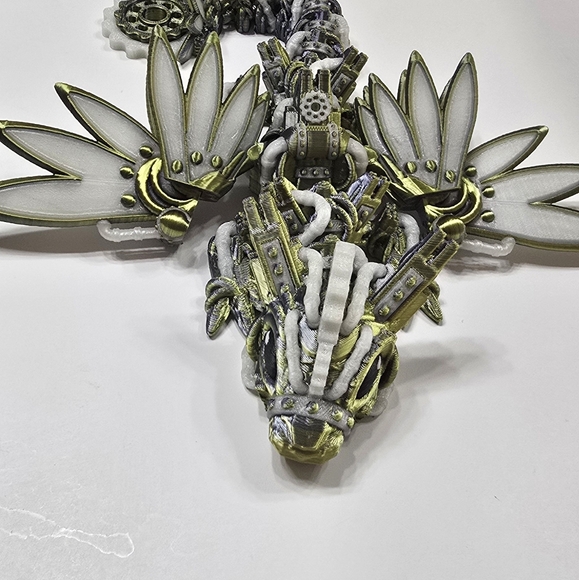 Articulated Steampunk Dragon – Glow-in-the-Dark Rainbow Display Piece - Picture 5 of 9